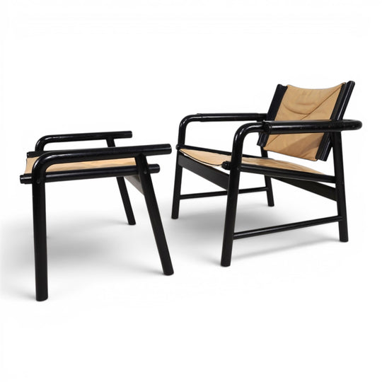 WK Möbel Leather Lounge Chair with Ottoman – Attributed to Hans Eichenberger, 1970