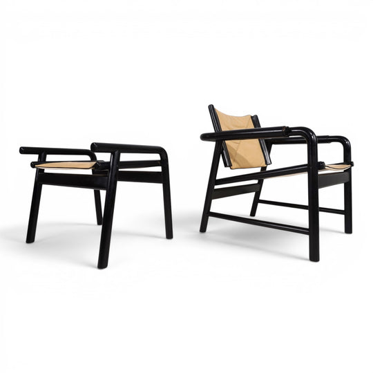 WK Möbel Leather Lounge Chair with Ottoman – Attributed to Hans Eichenberger, 1970
