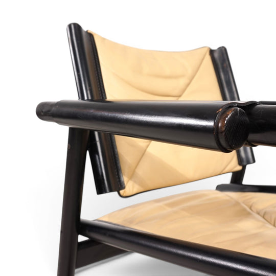 WK Möbel Leather Lounge Chair with Ottoman – Attributed to Hans Eichenberger, 1970