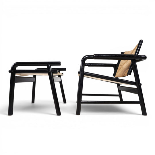 WK Möbel Leather Lounge Chair with Ottoman – Attributed to Hans Eichenberger, 1970