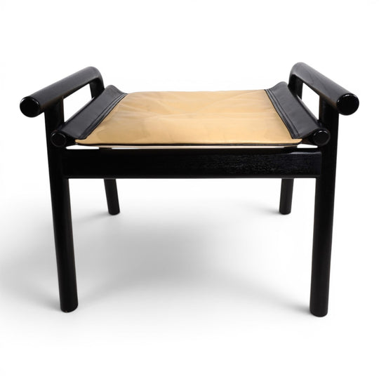 WK Möbel Leather Lounge Chair with Ottoman – Attributed to Hans Eichenberger, 1970