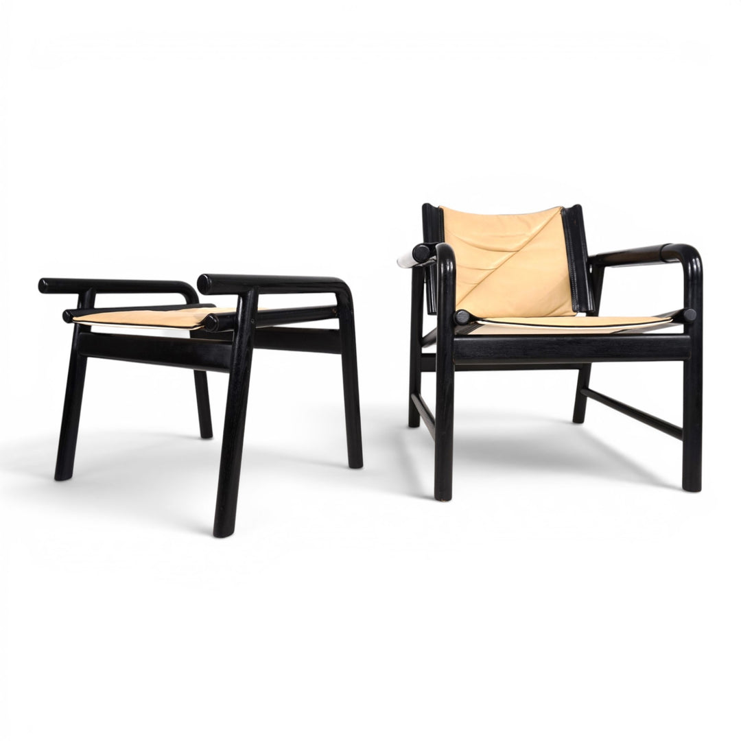WK Möbel Leather Lounge Chair with Ottoman – Attributed to Hans Eichenberger, 1970
