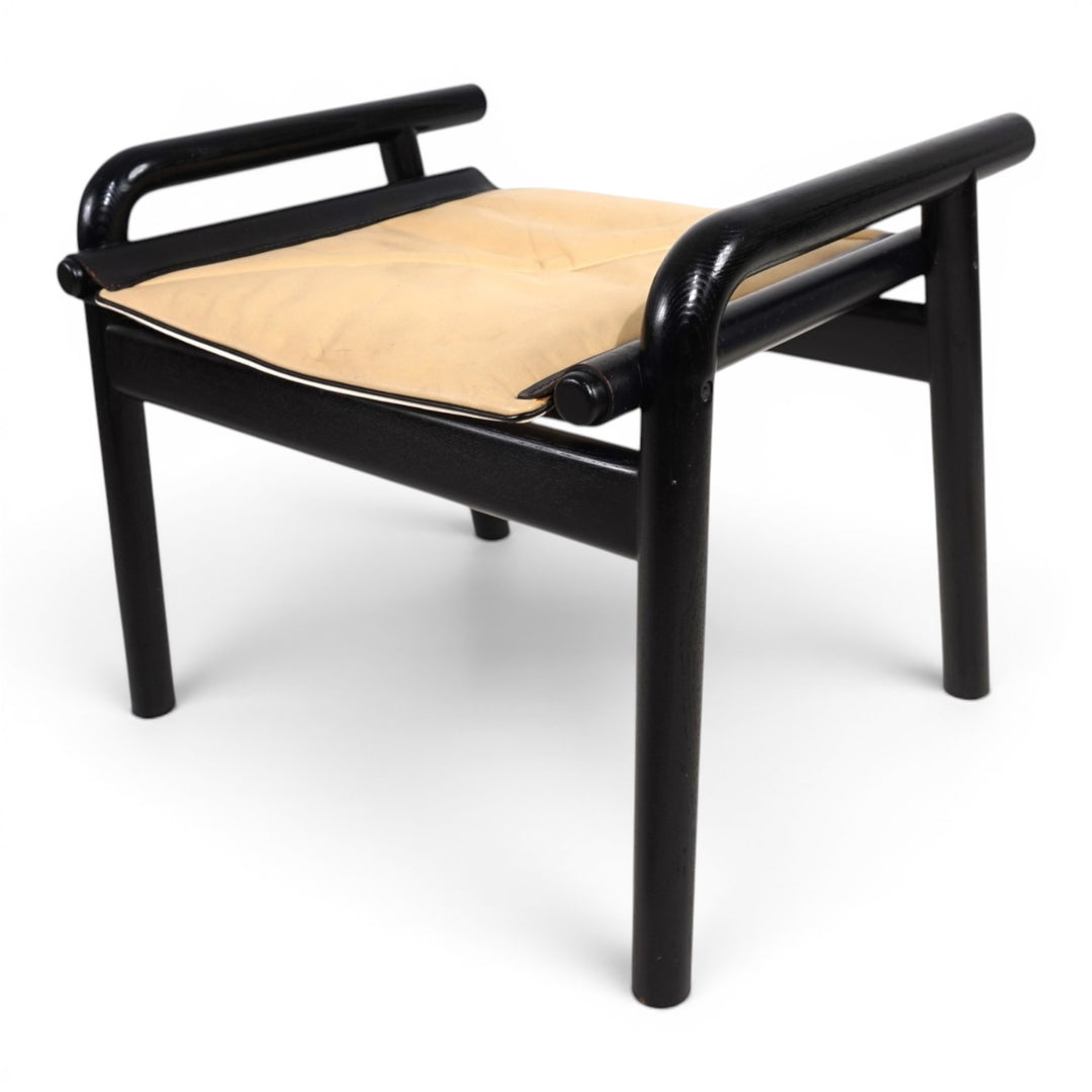 WK Möbel Leather Lounge Chair with Ottoman – Attributed to Hans Eichenberger, 1970