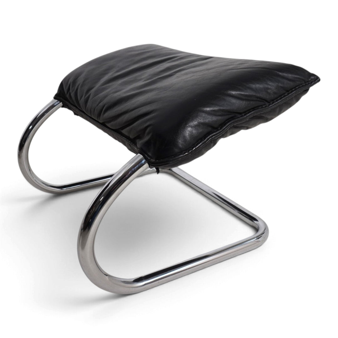 WK Möbel Leder Loungesessel mit Ottoman von Robert Haussmann, 1970