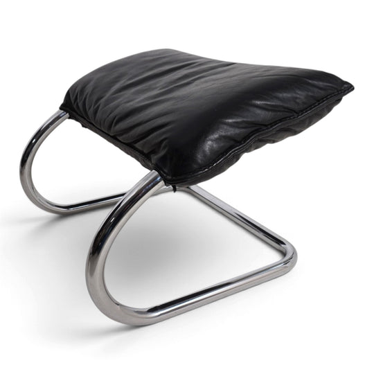 WK Möbel Leder Loungesessel mit Ottoman von Robert Haussmann, 1970