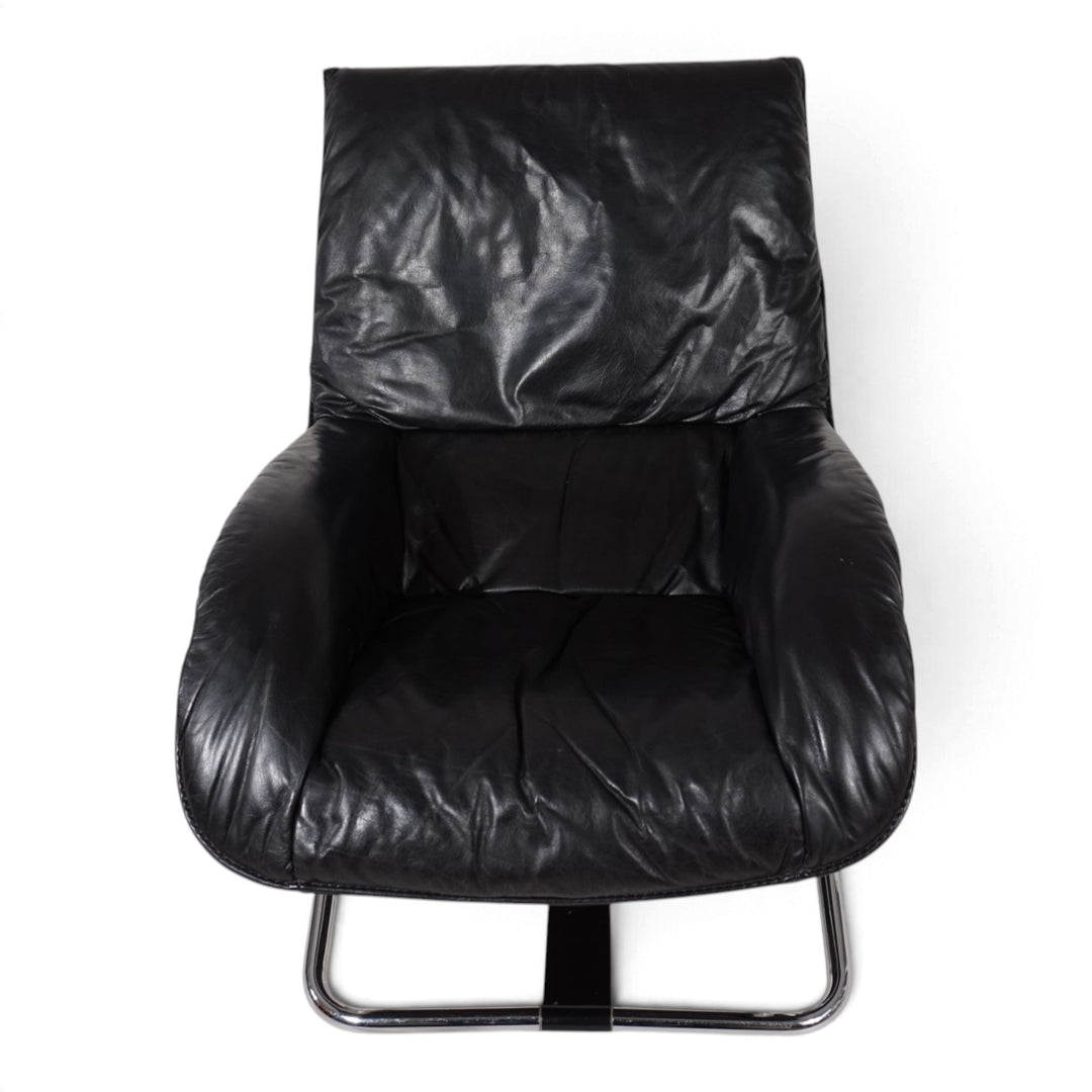 WK Möbel Leder Loungesessel mit Ottoman von Robert Haussmann, 1970