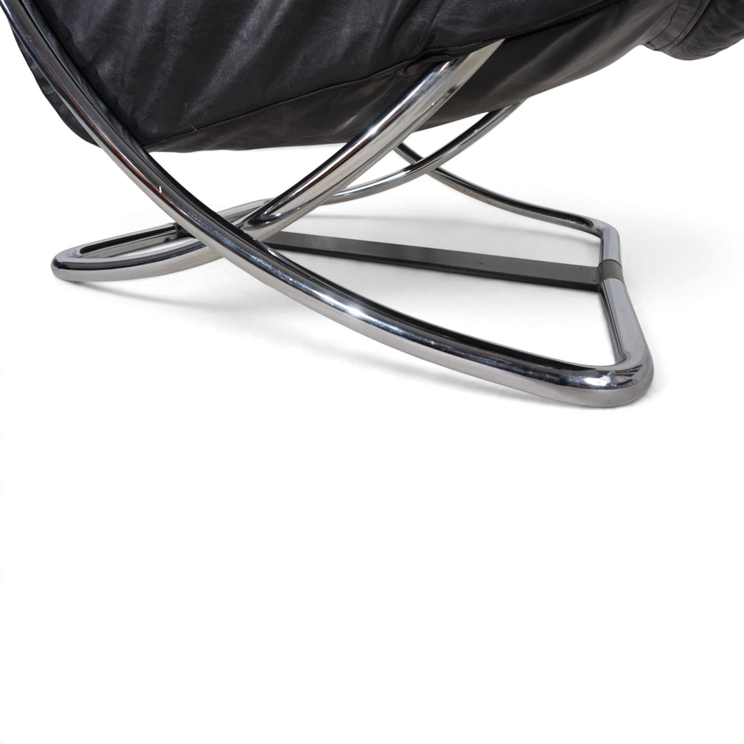 WK Möbel Leder Loungesessel mit Ottoman von Robert Haussmann, 1970