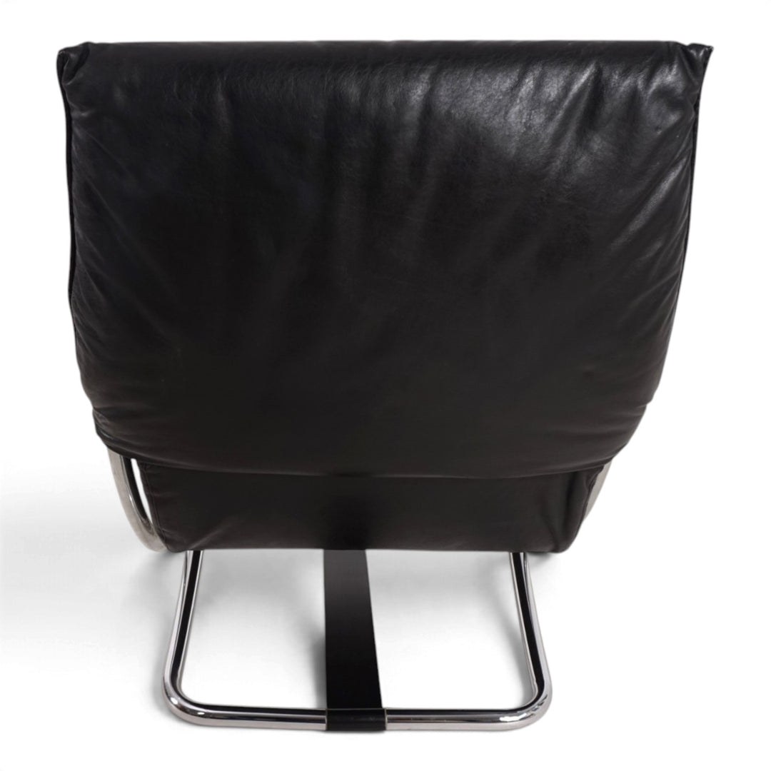 WK Möbel Leder Loungesessel mit Ottoman von Robert Haussmann, 1970