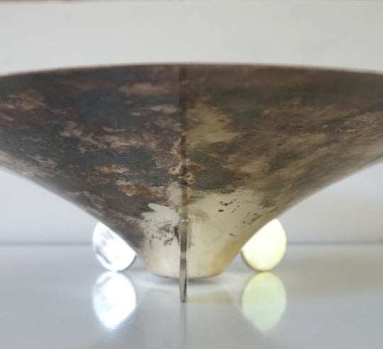 WMF Ikora skulpturale Bauhaus Schale Messing versilbert von Paul Haustein, 1920
