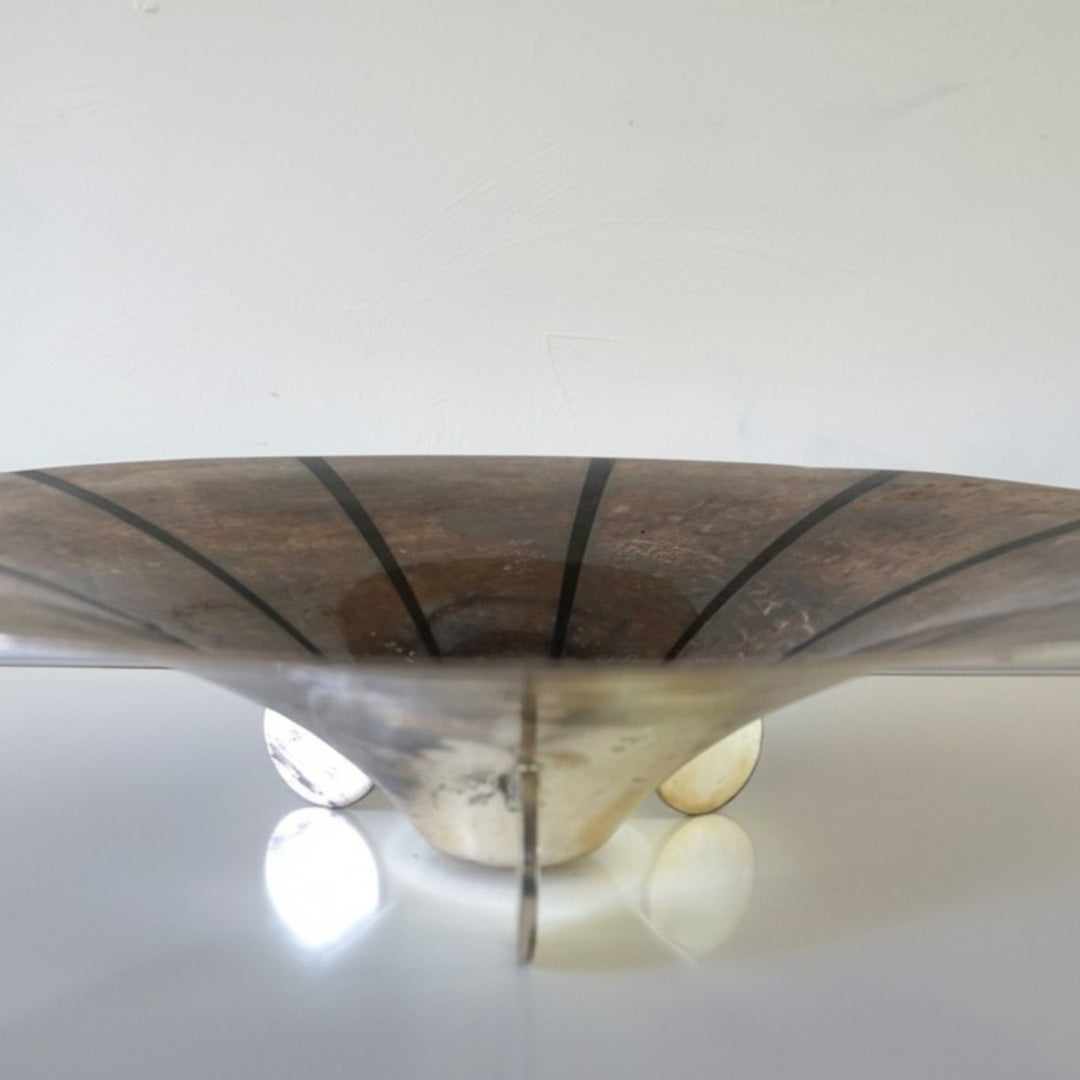 WMF Ikora skulpturale Bauhaus Schale Messing versilbert von Paul Haustein, 1920