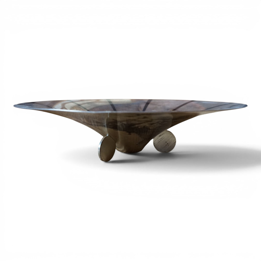 WMF Ikora skulpturale Bauhaus Schale Messing versilbert von Paul Haustein, 1920