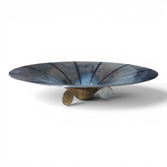 WMF Ikora skulpturale Bauhaus Schale Messing versilbert von Paul Haustein, 1920