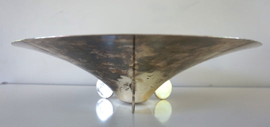 WMF Ikora skulpturale Bauhaus Schale Messing versilbert von Paul Haustein, 1920