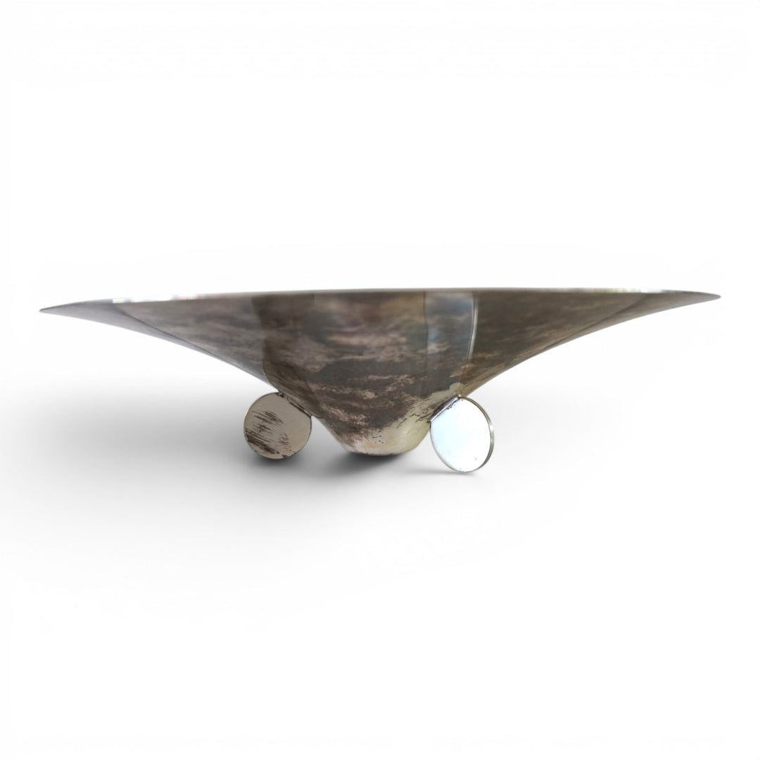 WMF Ikora skulpturale Bauhaus Schale Messing versilbert von Paul Haustein, 1920
