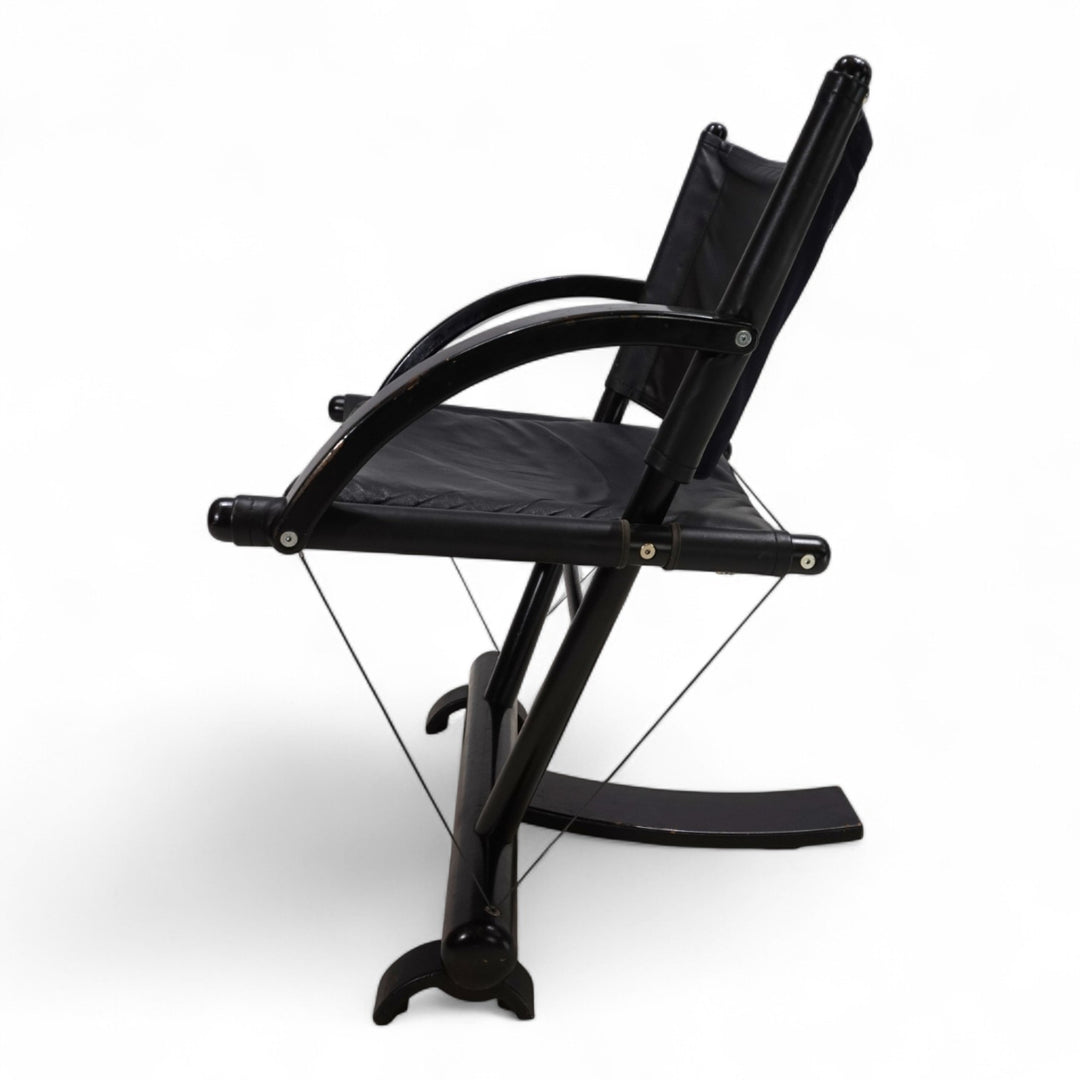 Weishäupl Werkstätten String Leder Stuhl postmodern, 1980