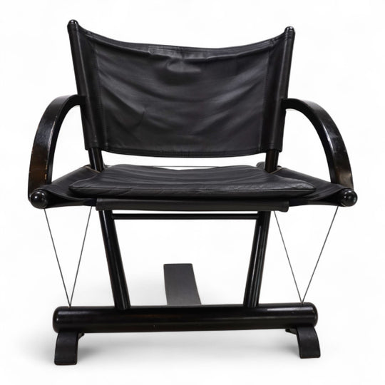 Weishäupl Werkstätten String Leder Stuhl postmodern, 1980