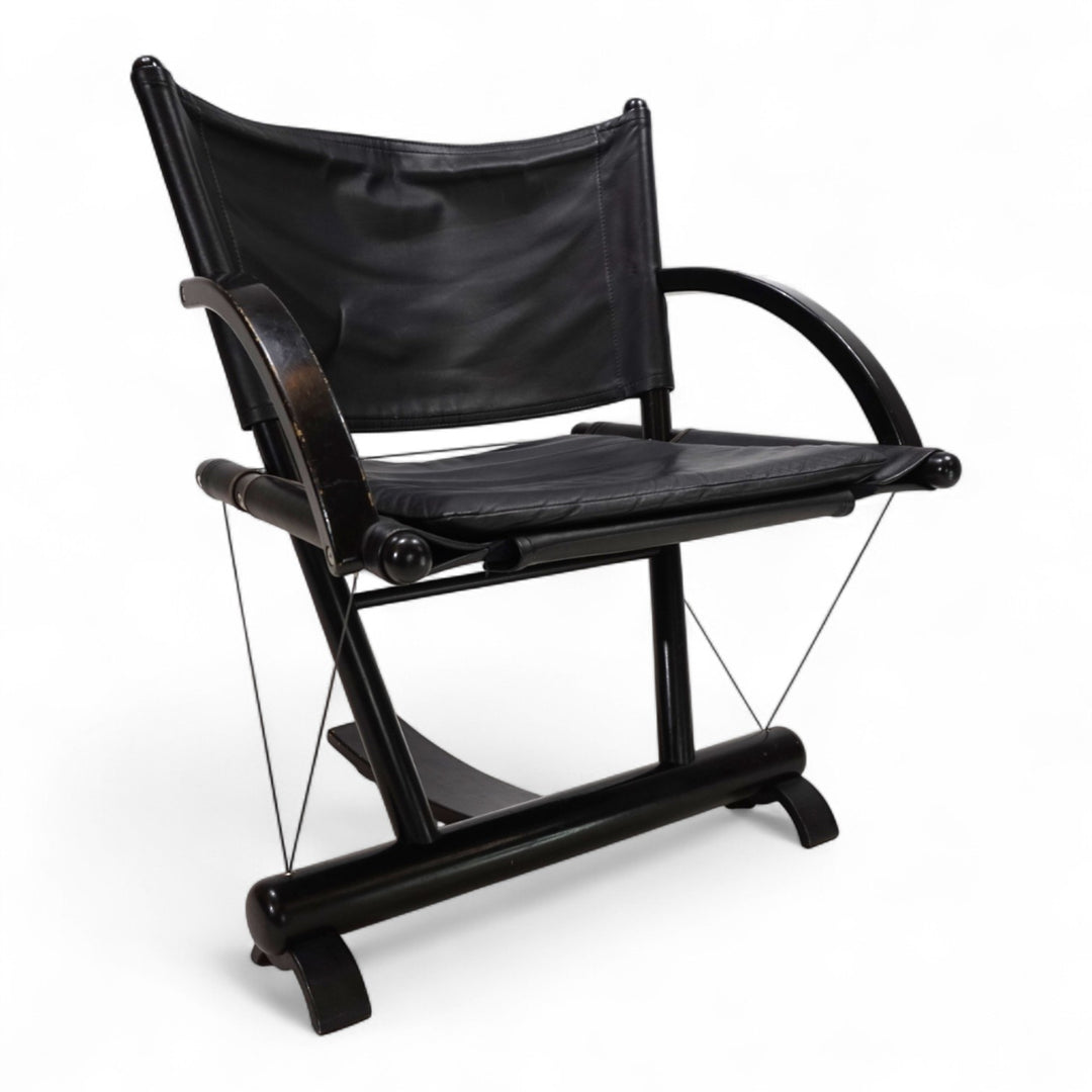 Weishäupl Werkstätten String Leder Stuhl postmodern, 1980