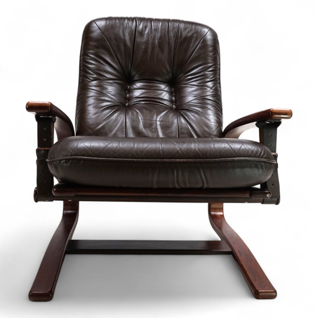Westnofa The Panter Leder Loungesessel von Arnt Lande, 1970