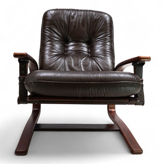 Westnofa The Panter Leder Loungesessel von Arnt Lande, 1970