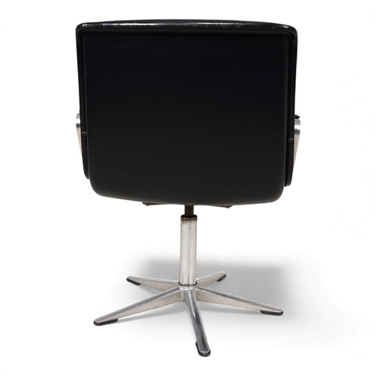 Wilkhahn Delta Leder Konferenz/Esszimmerstuhl drehbar von Delta Group, 1960