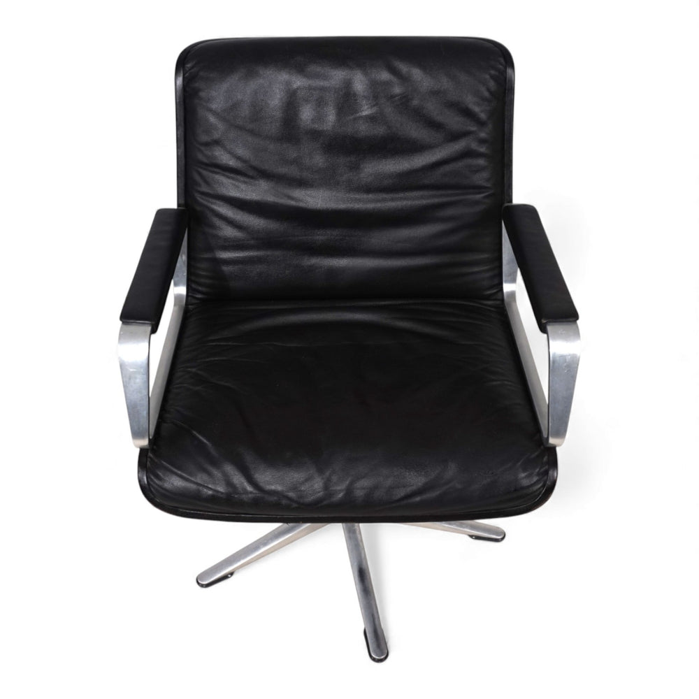 Wilkhahn Delta Leder Konferenz/Esszimmerstuhl drehbar von Delta Group, 1960