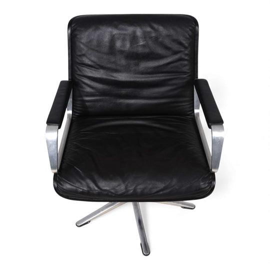 Wilkhahn Delta Leder Konferenz/Esszimmerstuhl drehbar von Delta Group, 1960
