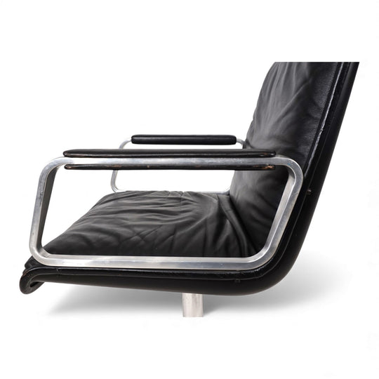 Wilkhahn Delta Leder Konferenz/Esszimmerstuhl drehbar von Delta Group, 1960