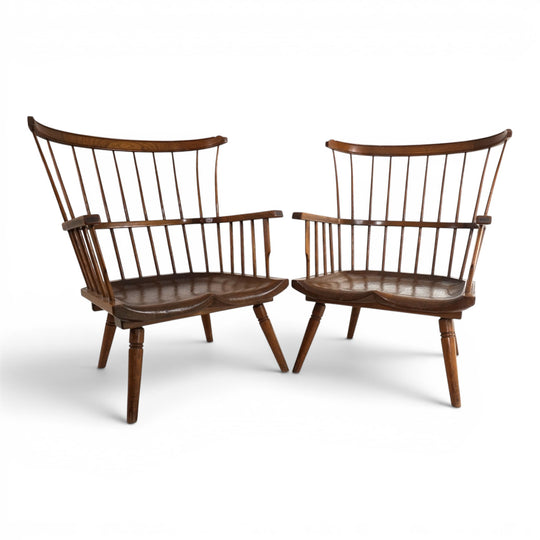 Paar handgefertigter Windsor Loungesessel, England, um 1960