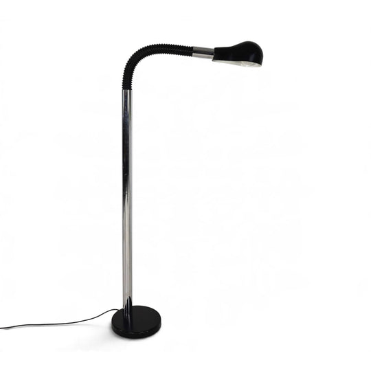 Chrome floor lamp with flexible gooseneck, 1970
