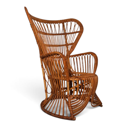 Peacock chair rattan armchair by Rohé Noordwolde, 1970
