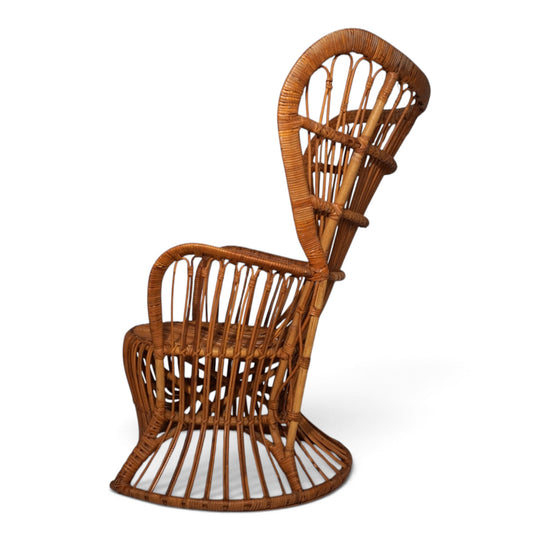 Peacock chair rattan armchair by Rohé Noordwolde, 1970