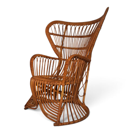 Peacock chair rattan armchair by Rohé Noordwolde, 1970