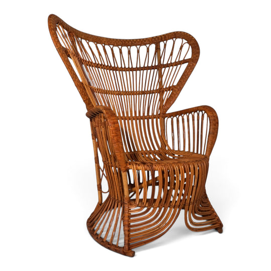 Peacock chair rattan armchair by Rohé Noordwolde, 1970