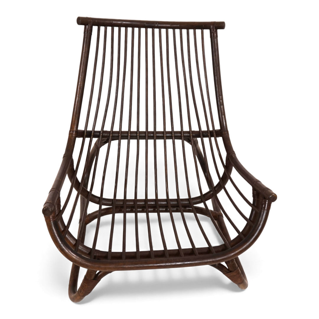 Manou Rattan Loungesessel im Pagodenstil mit Ottoman, 1960