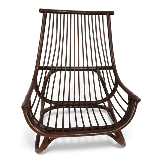 Manou Rattan Loungesessel im Pagodenstil mit Ottoman, 1960