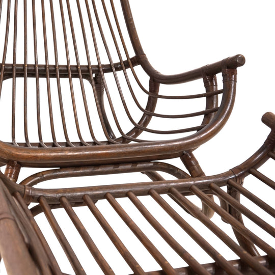 Manou Rattan Loungesessel im Pagodenstil mit Ottoman, 1960