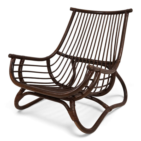 Manou Rattan Loungesessel im Pagodenstil mit Ottoman, 1960