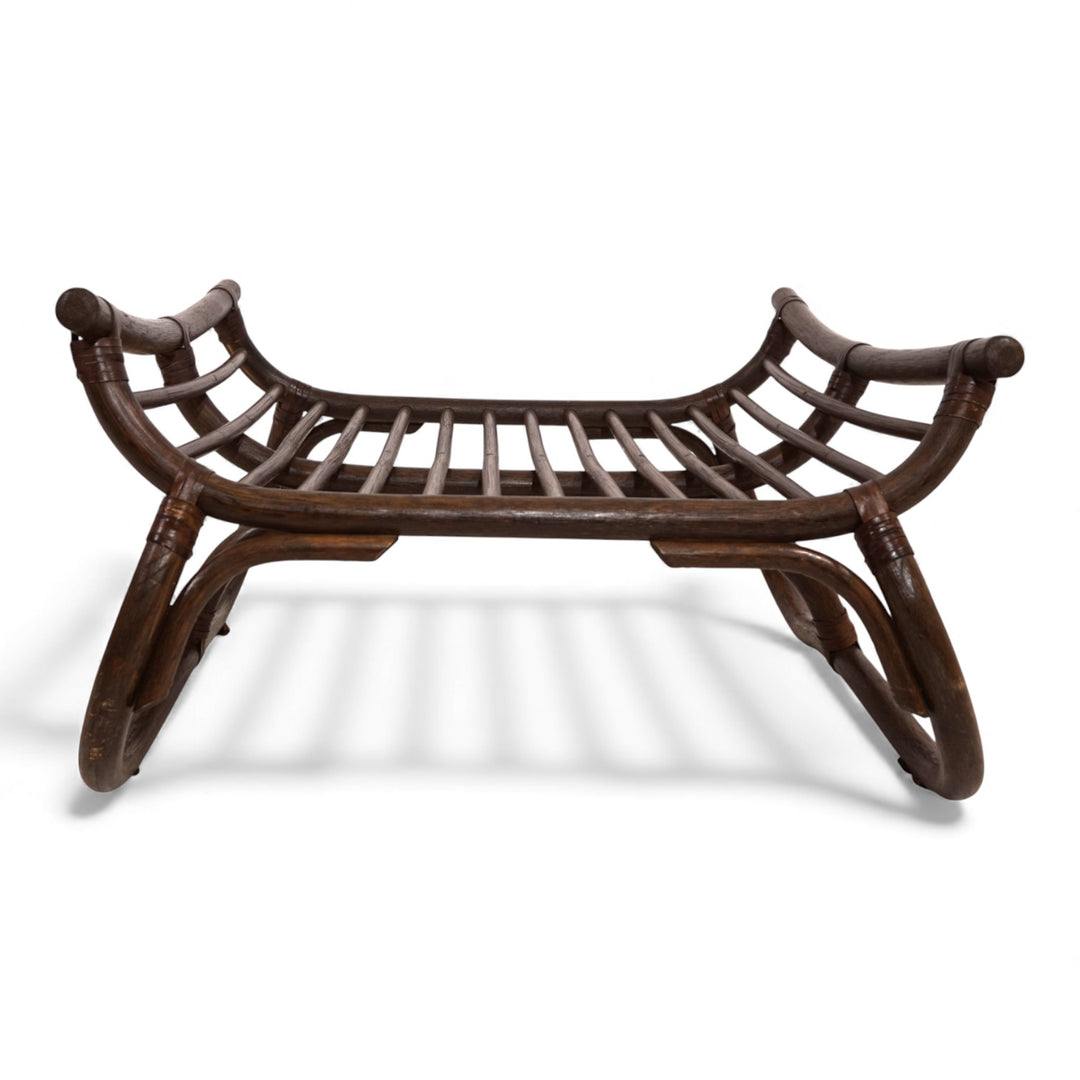 Manou Rattan Loungesessel im Pagodenstil mit Ottoman, 1960