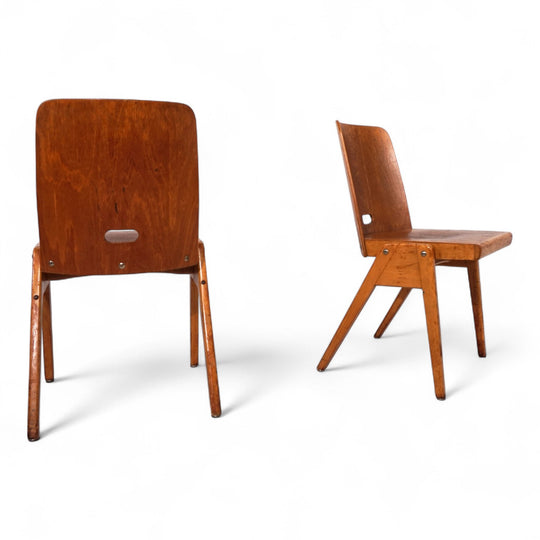 2er Set stapelbare Esszimmerstühle aus Schichtholz, 1960