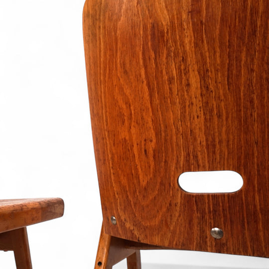 2er Set stapelbare Esszimmerstühle aus Schichtholz, 1960