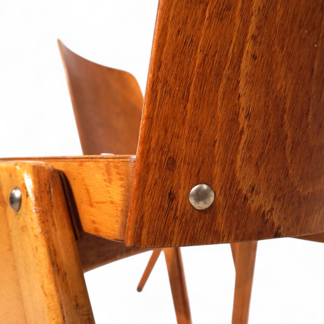 2er Set stapelbare Esszimmerstühle aus Schichtholz, 1960