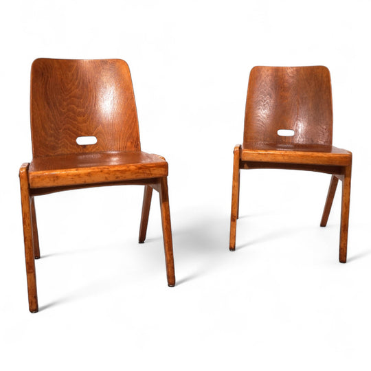 2er Set stapelbare Esszimmerstühle aus Schichtholz, 1960