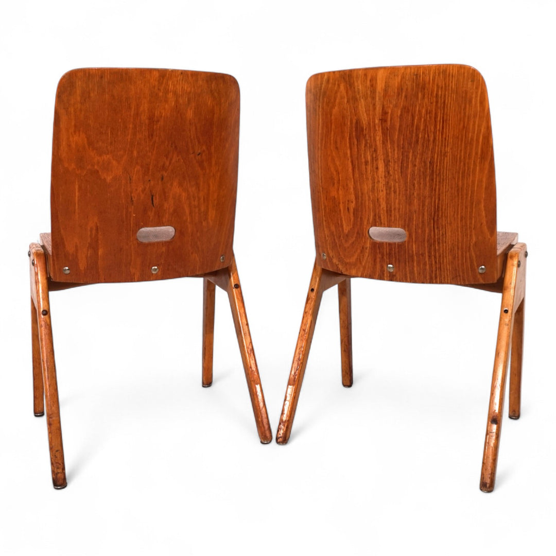 2er Set stapelbare Esszimmerstühle aus Schichtholz, 1960